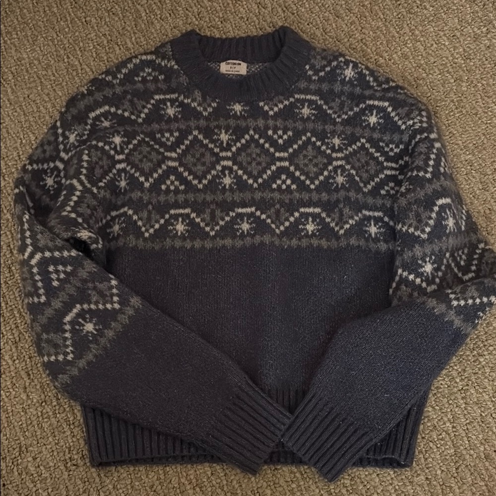 Women's Gray Patterned Sweater